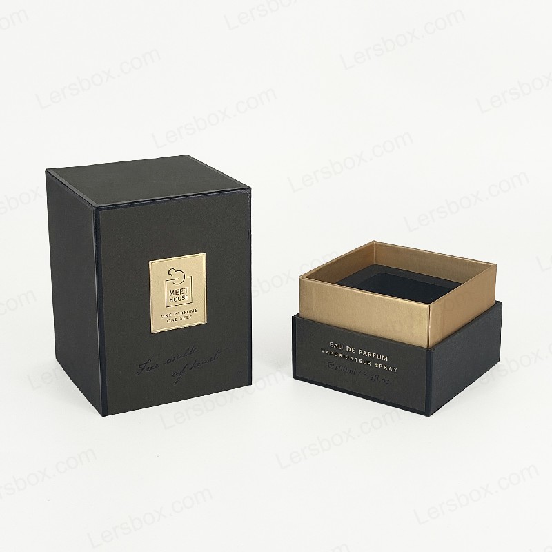 Perfumová krabice zlaté fólie s tuhým víkem, základnou a zásobníkem Eva pro luxusní displej HP034