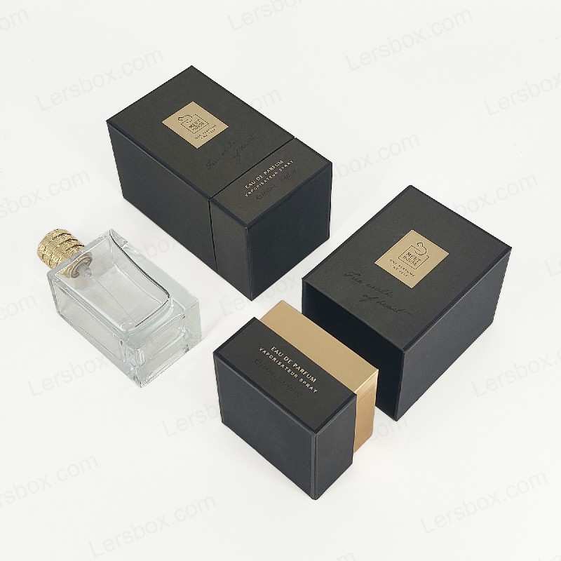 Perfumová krabice zlaté fólie s tuhým víkem, základnou a zásobníkem Eva pro luxusní displej HP034