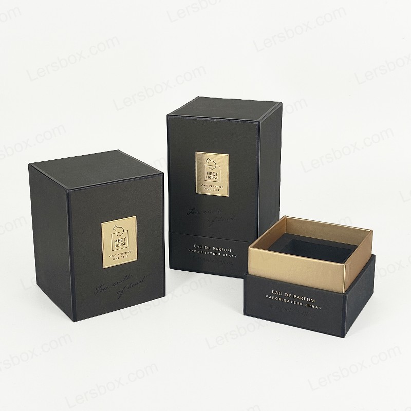 Perfumová krabice zlaté fólie s tuhým víkem, základnou a zásobníkem Eva pro luxusní displej HP034