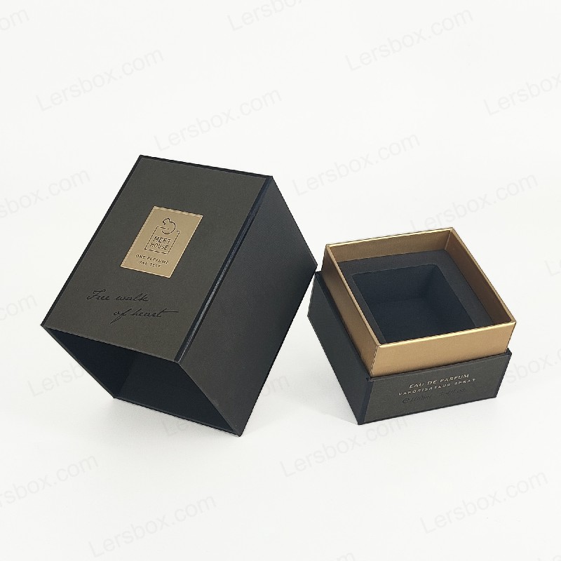 Perfumová krabice zlaté fólie s tuhým víkem, základnou a zásobníkem Eva pro luxusní displej HP034